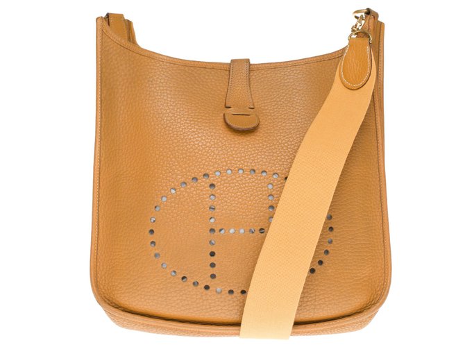 Hermès Evelyne bolsa grande modelo com leniência nas touradas de ouro Dourado Couro  ref.171763