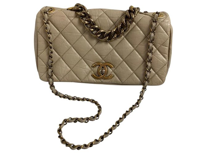 Chanel Beige Leather  ref.171789
