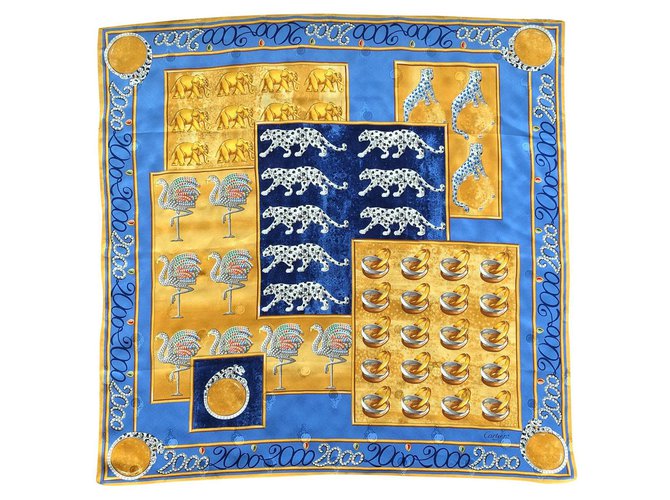 Cartier scarf 90 x 90 cm Blue Silk  ref.171838