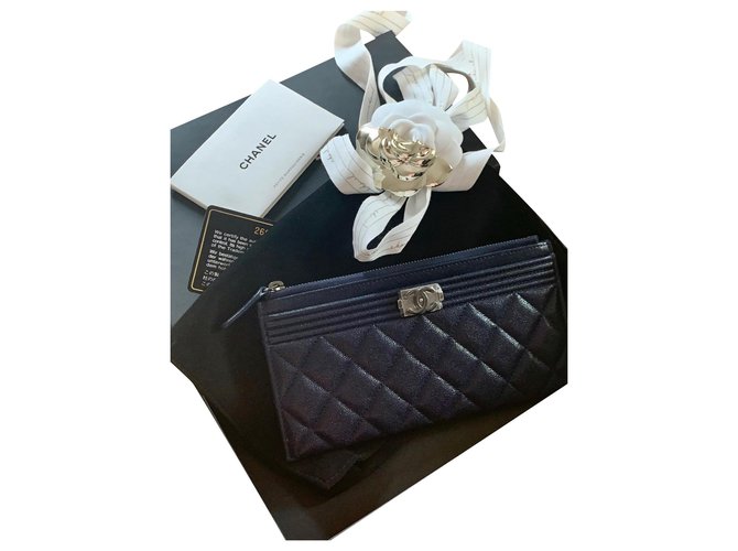 Chanel Boy wallet Purple Leather  ref.171942