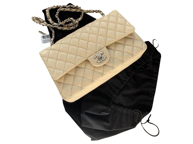Chanel Timeless Medium Beige Leather  ref.172054
