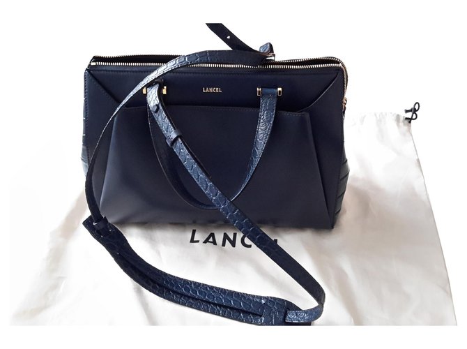 Lancel lison Navy blue Leather  ref.172068