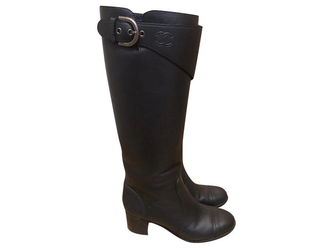 Chanel boots Cuir Noir  ref.172077