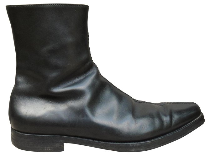Prada p men's boots 42,5 Black Leather  ref.172085