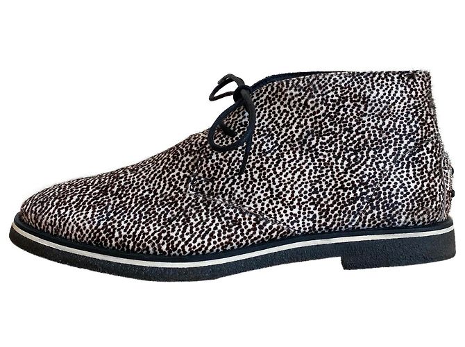 Stivali desert Tod's No_Code in pelle di vitello bianco e nero