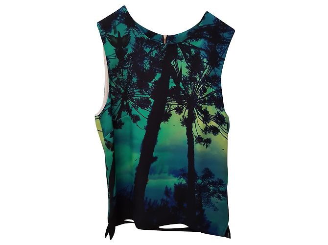 Barbara Bui Printed Top Green Polyester Size 36