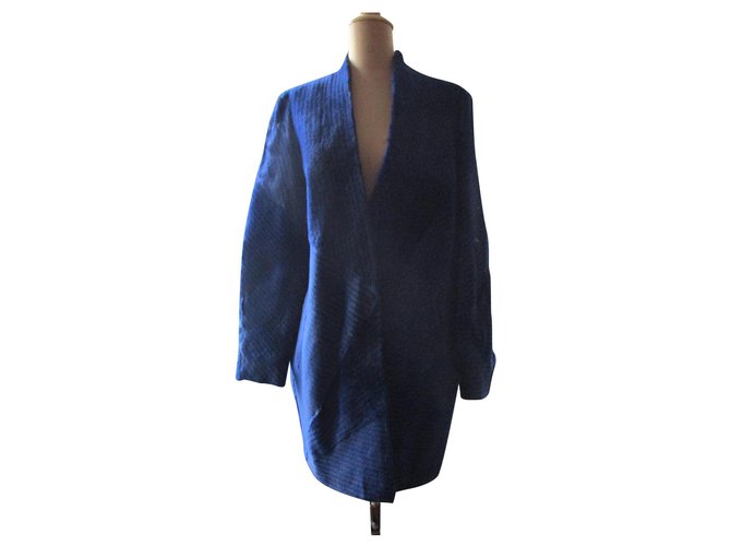 Sprung Frères Printed sheep coat, taille M. Blue Fur  ref.172221