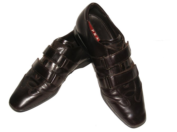 Prada sneakers Cuir Marron  ref.172223
