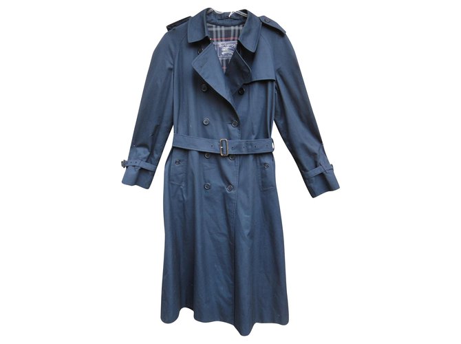 trench femme Burberry vintage taille 40 Coton Polyester Bleu Marine  ref.172236