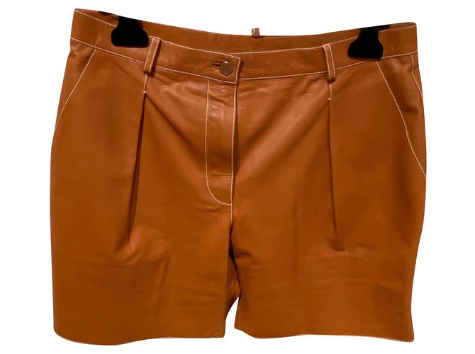 Hermès Pantalones cortos Castaño Cuero  ref.172238