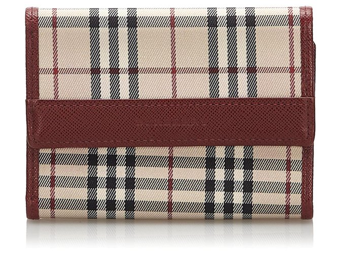 Burberry Brown House Check Canvas Wallet Multiple colors Leather  ref.172333