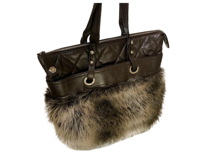 Chanel Large shopper tote bag 38 cm Brown Dark brown Leather  ref.172355