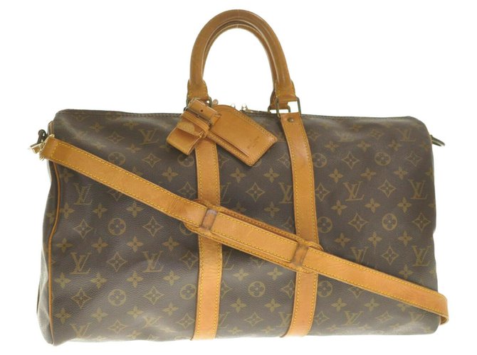 Louis Vuitton Monogram Keepall Bandouliere 45 Braun Leinwand  ref.172368