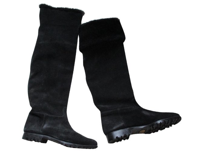 Autre Marque Bi-material boots, Pointure 42. Black Suede  ref.172407