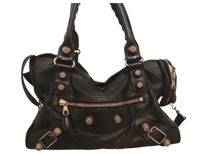 Balenciaga City Giant RGH Rose gold Hardware 21 Black Lambskin  ref.172414