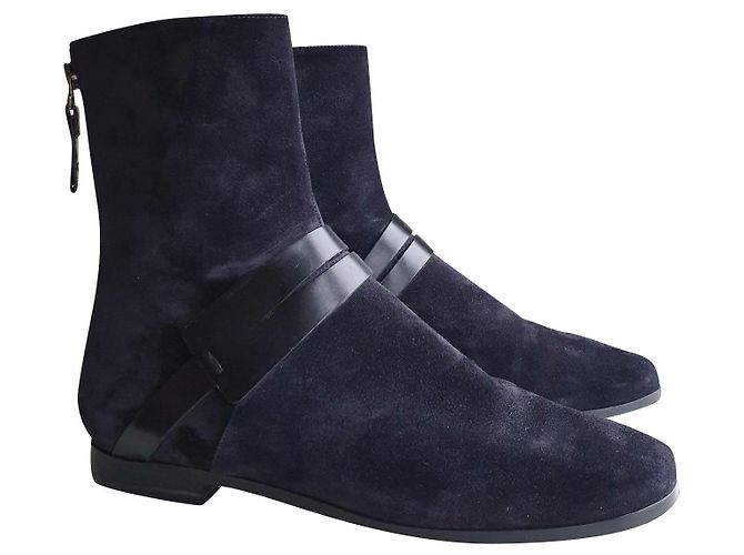 Autre Marque Stivaletti Carritz in camoscio blu navy e pelle nera Nero