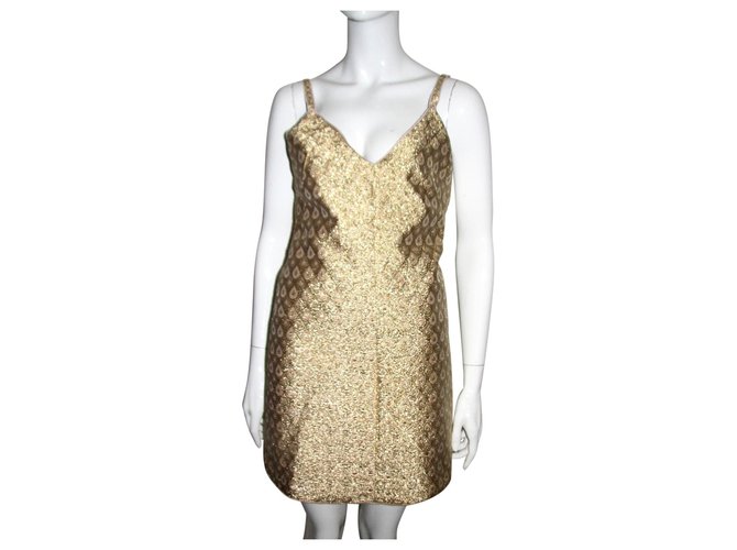 No 21 Golden brocade dress Cotton Polyester Polyamide  ref.172481