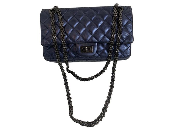 2.55 Chanel Blue Leather  ref.172493