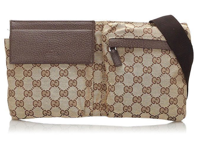 Gucci Brown GG Canvas Belt Bag Beige Leather Cloth Cloth  ref.172570