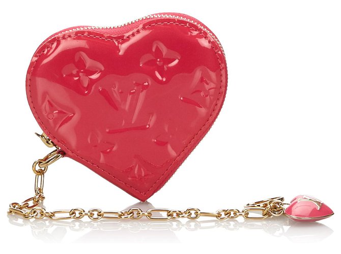 Louis Vuitton Pink Vernis Rayures Heart Coin Pouch Leather Patent leather  ref.172580 - Joli Closet