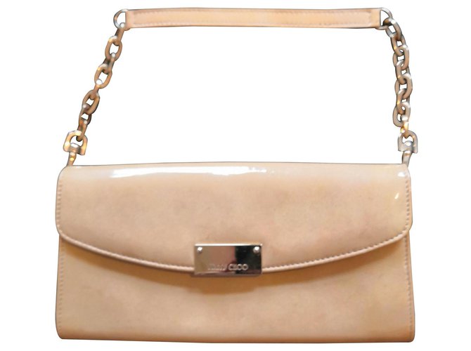 Sublime evening clutch Jimmy Choo Beige Golden Patent leather  ref.172668