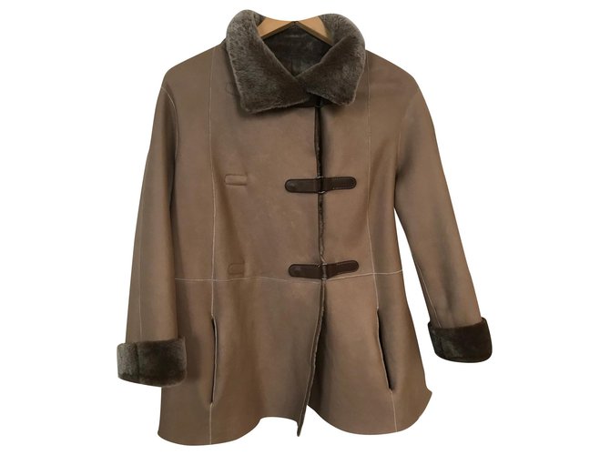 Ventcouvert woolen coat Light brown Leather  ref.172752