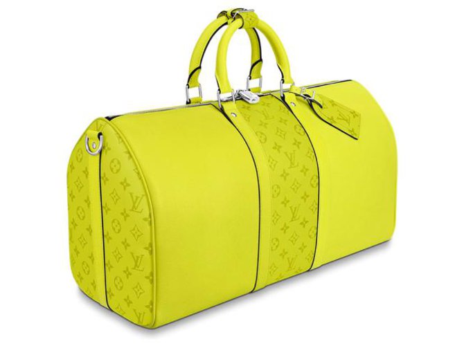 Louis Vuitton Keepall LV taigarama Yellow Leather  ref.172759