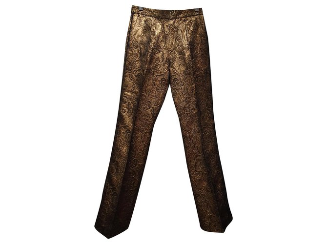 Sandro Pants, leggings Golden Viscose Metal Acetate Acrylic  ref.172801