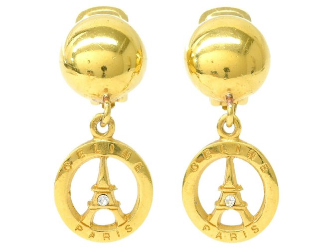 Céline Ear Clips Torre Eiffel Dourado Banhado a ouro  ref.172822