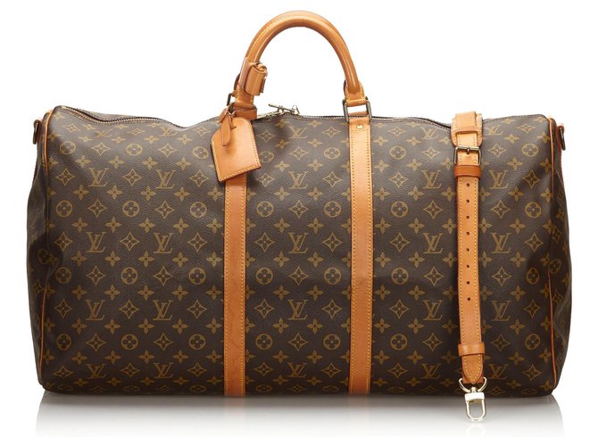 Louis Vuitton Brown Monogram Keepall Bandouliere 60 Leather Cloth  ref.172838