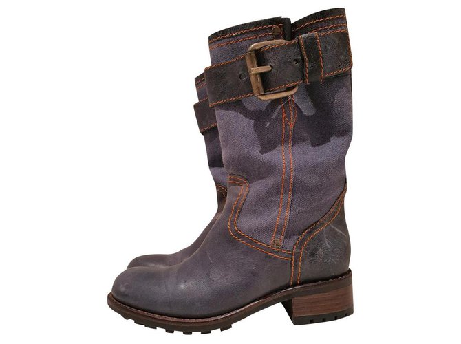 Free Lance Boots Blue Leather  ref.172913