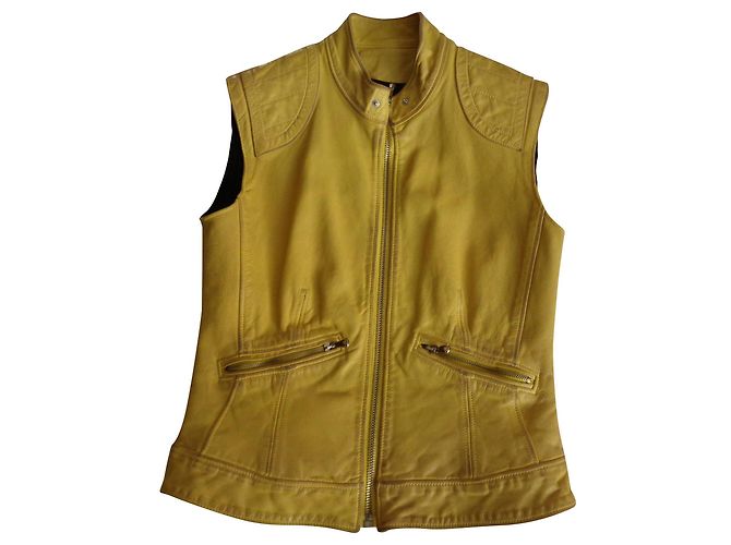 Dolce & Gabbana Biker Lederjacke Gelb