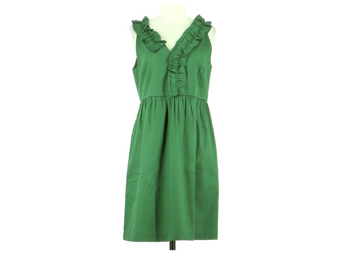 Tara Jarmon robe Dark green Cotton  ref.173249