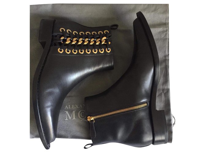 Alexander Mcqueen western boots Black Leather  ref.173350