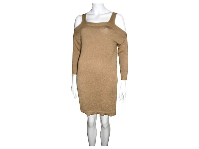 Massimo Dutti Strickkleid in Gold Golden Metallisch