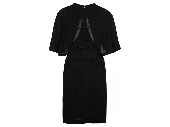 Chanel vestido de seda negro con lazo  ref.173412
