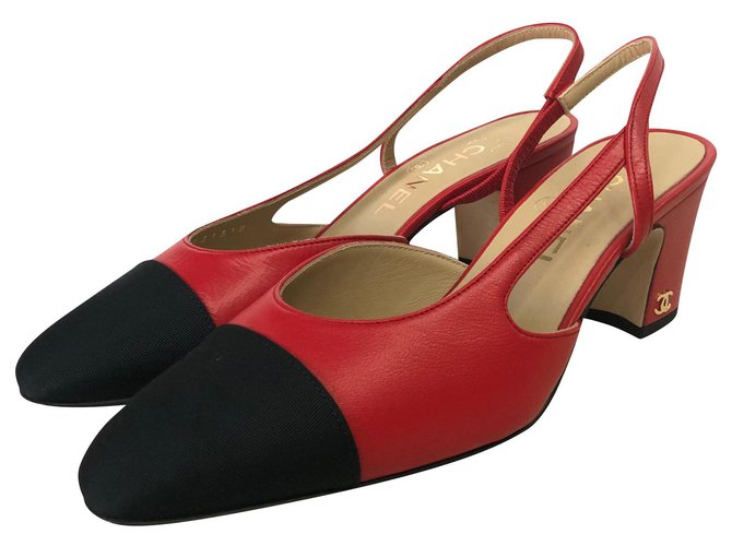 Chanel Slingback Cuir Rouge  ref.173434