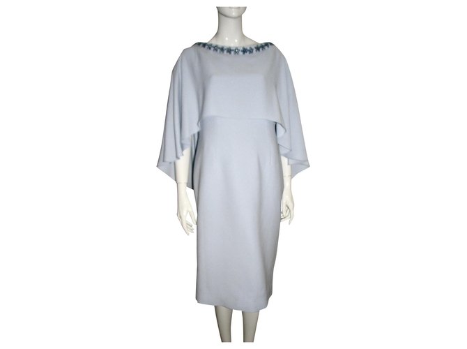 Autre Marque Umit Kutluk Haute Couture cape dress Light blue Silk