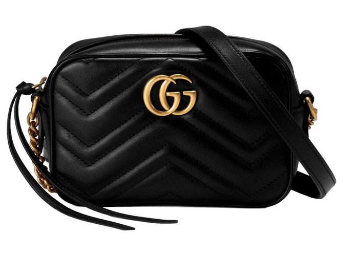 Gucci GG Marmont mini bolsa acolchada bolsa borsa Negro Cuero  ref.173492