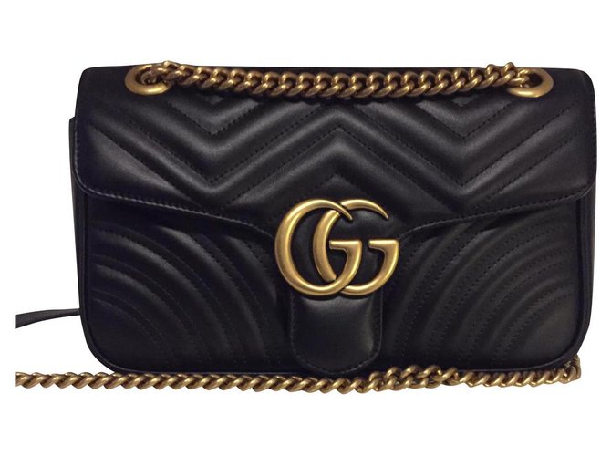 Gucci GG Marmont small matelassé shoulder bag sac borsa Black Leather  ref.173493