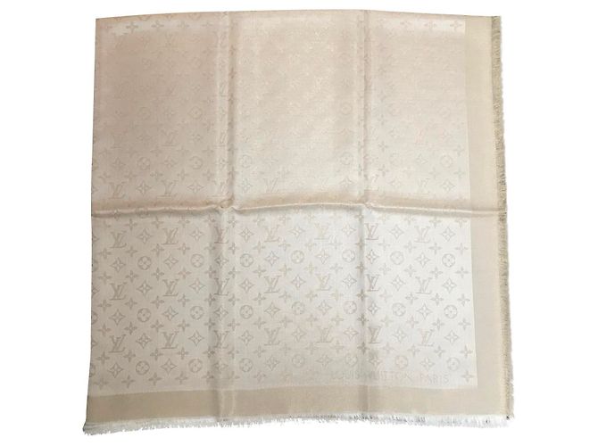 Louis Vuitton Monogramm glänzen Grau Seide Polyester Wolle Viskose