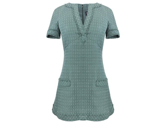 Chanel Robes Tweed Vert  ref.173668