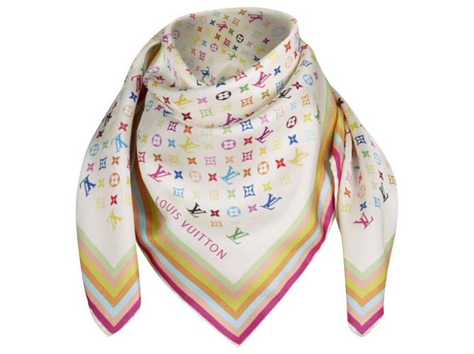 Louis Vuitton Multicolor Butterfly Motif Printed Detail Silk Scarf