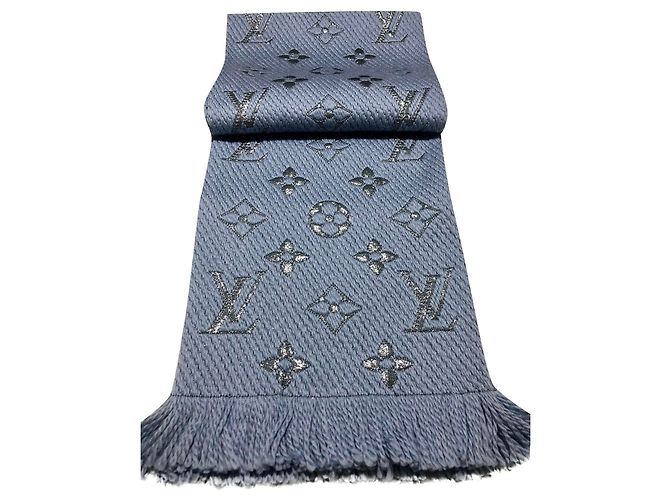 Sciarpa Louis Vuitton logomania shine colore azzurro Blu