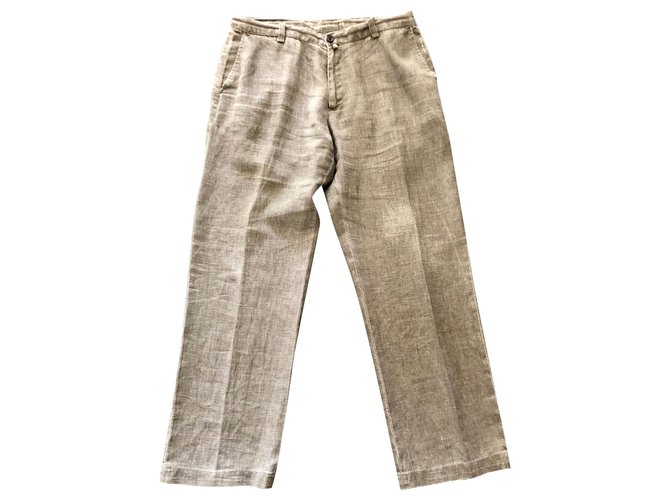 khaki raw linen pants Adolfo Dominguez T.46  ref.173690