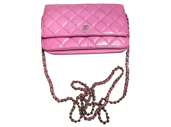 Wallet On Chain Chanel Portafoglio a catena Rosa Pelle  ref.173697