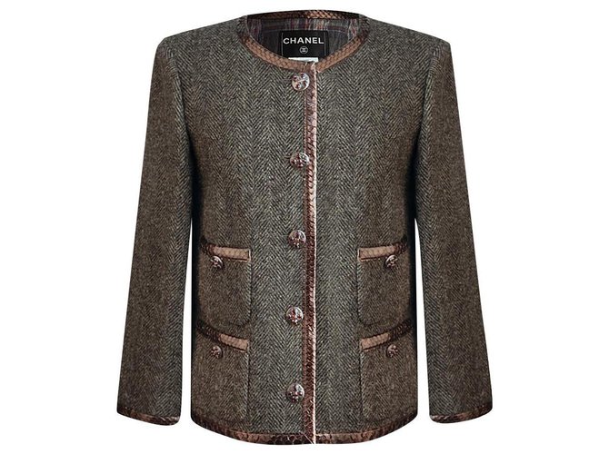 Chanel Edinburgh python trimmed jacket Multiple colors Wool  ref.173767