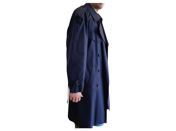 Autre Marque Impermeabile taglio largo blu navy cotone