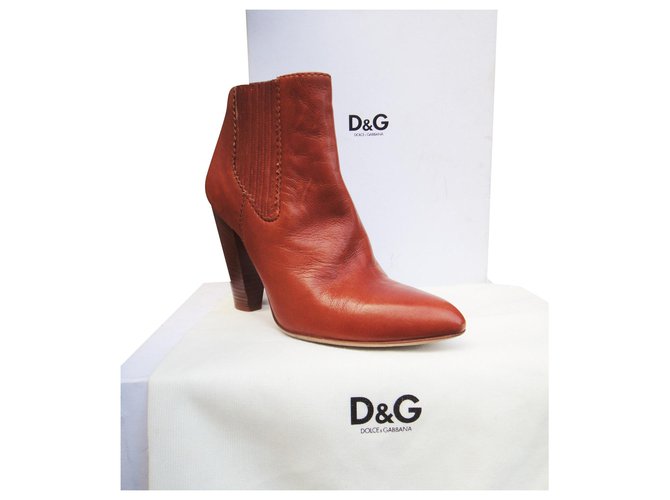 Dolce & Gabbana p boots 42 Cognac Leather  ref.173812