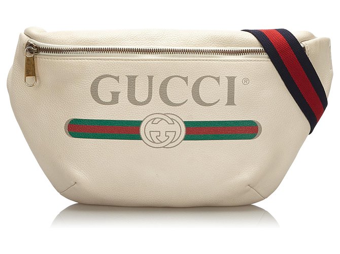 Gucci White 2018 Sac ceinture en cuir avec logo Toile Tissu Blanc  ref.173866